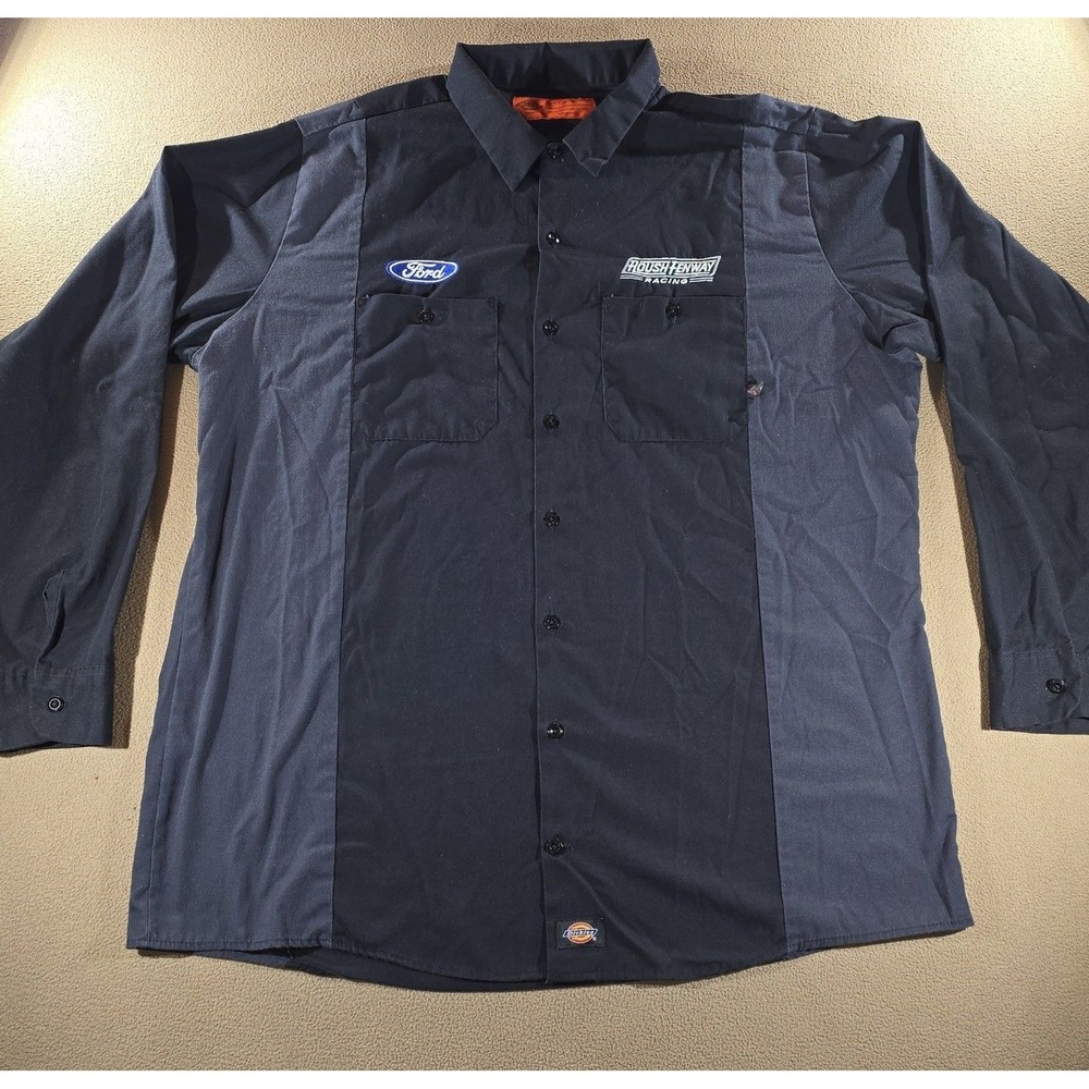 Roush Fenway Racing Ford Racing Long Sleeve Men's Work Shirt by Dickies 2XLT